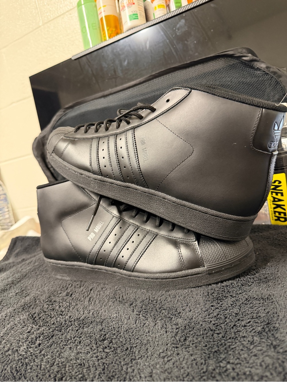 adidas Pro Model Mid Black Leather Sneakers